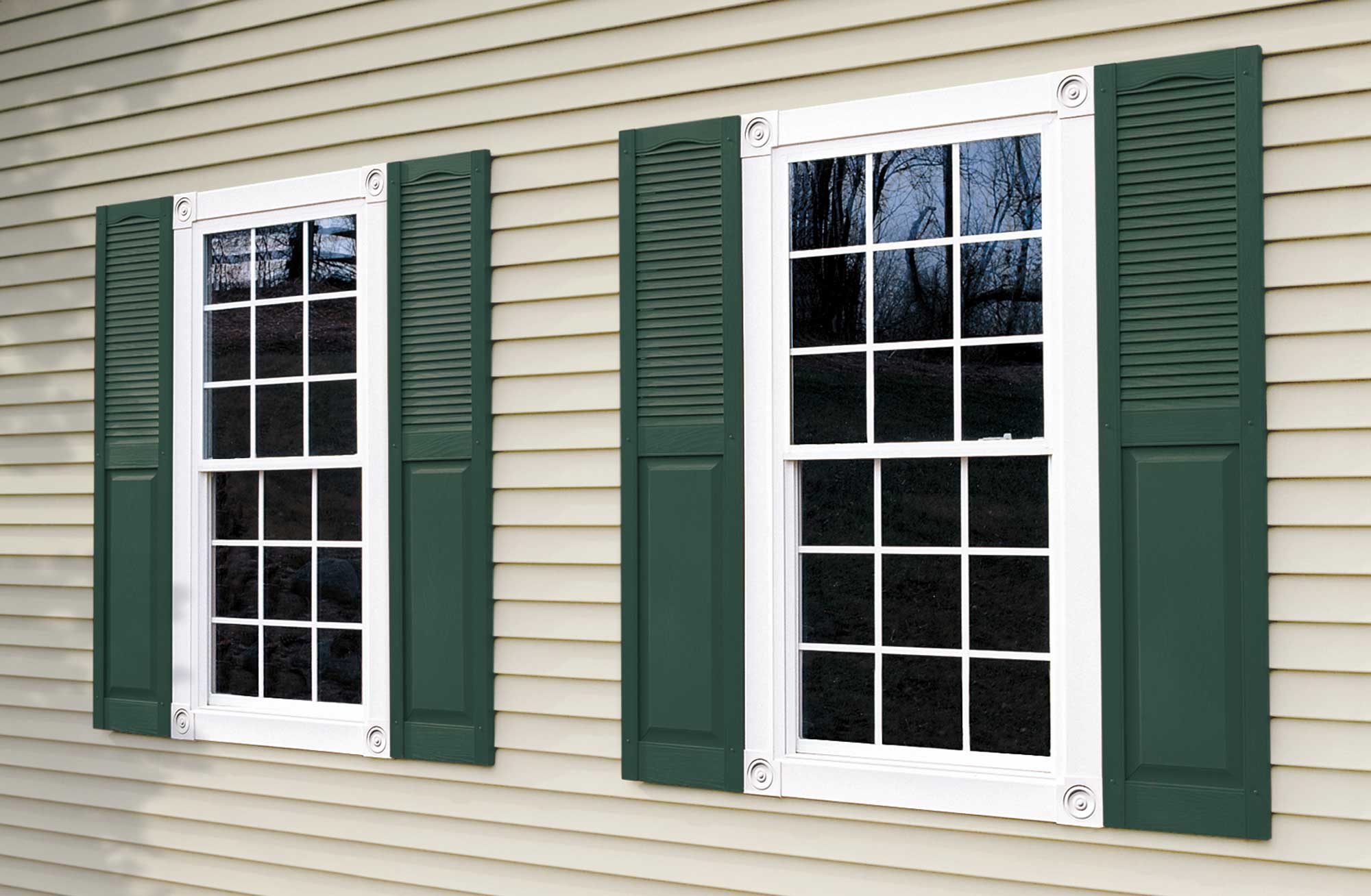 custom louvered wood shutters